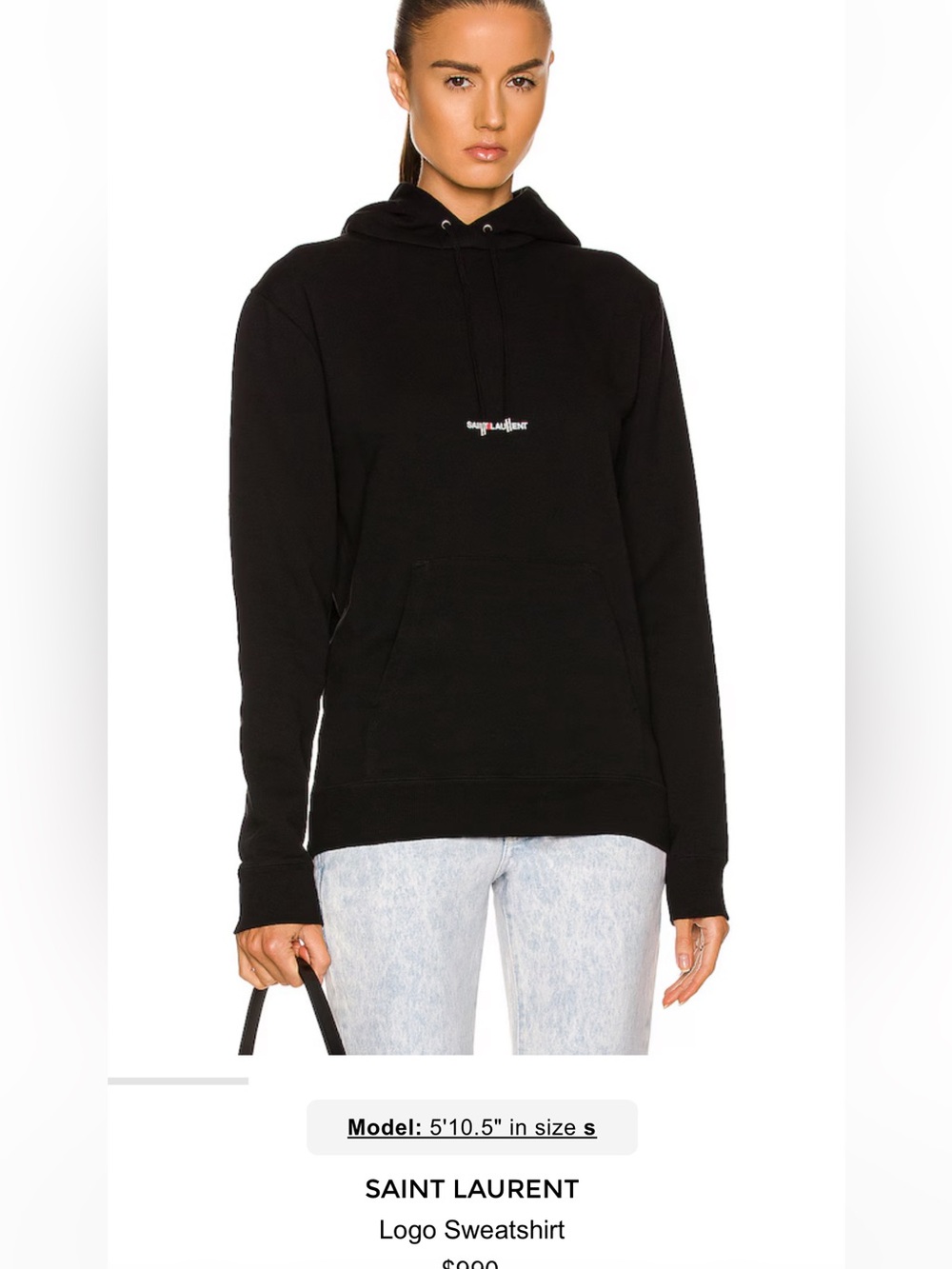 Saint Laurent Black Pullover Hoodie with Subtle Logo Unisex Sm Men/M Women